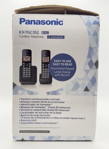 Panasonic Cordless Expandable 2 Phone System Black KX-TGC352B Backlit - Zdjęcie 3 z 6