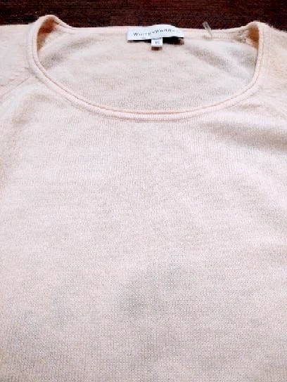 Suéter BLANCO + WARREN Cuello Redondo 100% Cachemira XS Blanco Azul Amarillo y Rosa Foto 2 de 4