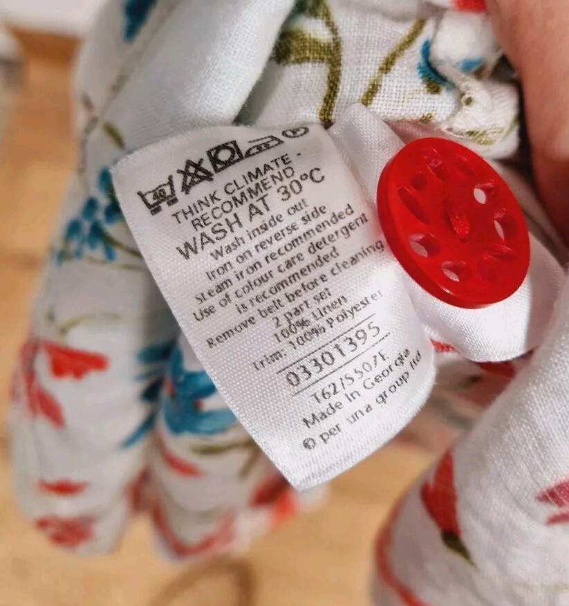 Per Una white and red linen dress size 16 belted button up shirt