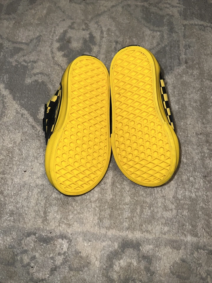 Zapatillas Vans Niños Pequeños Talla 5 Nuevas TD Old Skool Cuadros Negras/Amarillas Foto 4 de 4