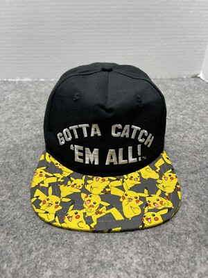Kids YOUTH sized POKEMON Black yellow Anime Card game CLEANED Hat Cap 2017 Snap