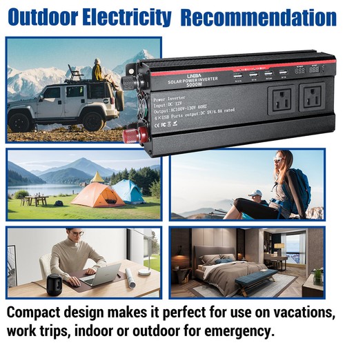 5000W Convertidor DC 12V/24V A 110VAC Con USB Para Carro Auto Inversor Corriente - Picture 28 of 160
