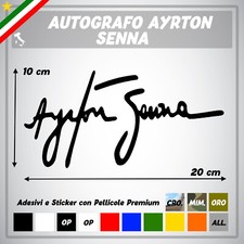 ADESIVO AUTOGRAFO sticker pilota AYRTON SENNA prespaziato decal auto casco