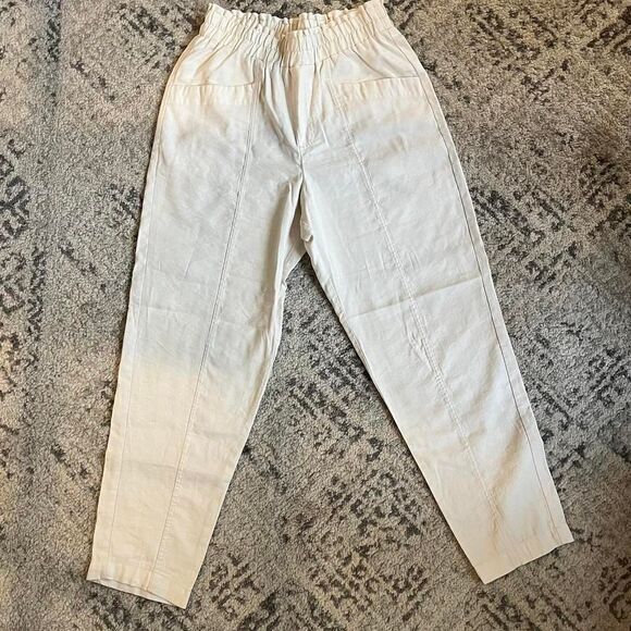 A New Day - Cream Linen Cropped Pants, Sz SM