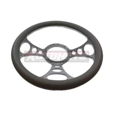 Gray Leather Orbitor Camaro Impala Street Hot Rat Rod Steering Wheel Aluminum