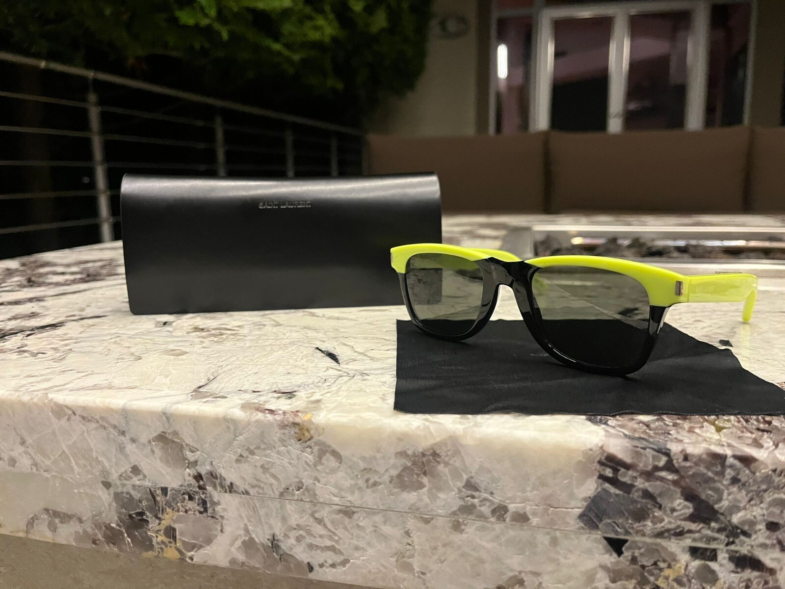 Occhiali da sole Saint Laurent Paris SL51 nero lime nuovi con etichette