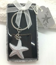 Starfish Key Ring Beach Bag Fob Sea Shore Fashion Craft Silver Metal NEW 3 1/4"