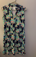Lulu-B XS Multicolored Tropical Print Dress w/keyhole mandarin collar, UPF 50 