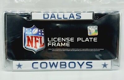 NEW Dallas Cowboys Metal License Plate Frame Officially NFL 3D Chrome White
