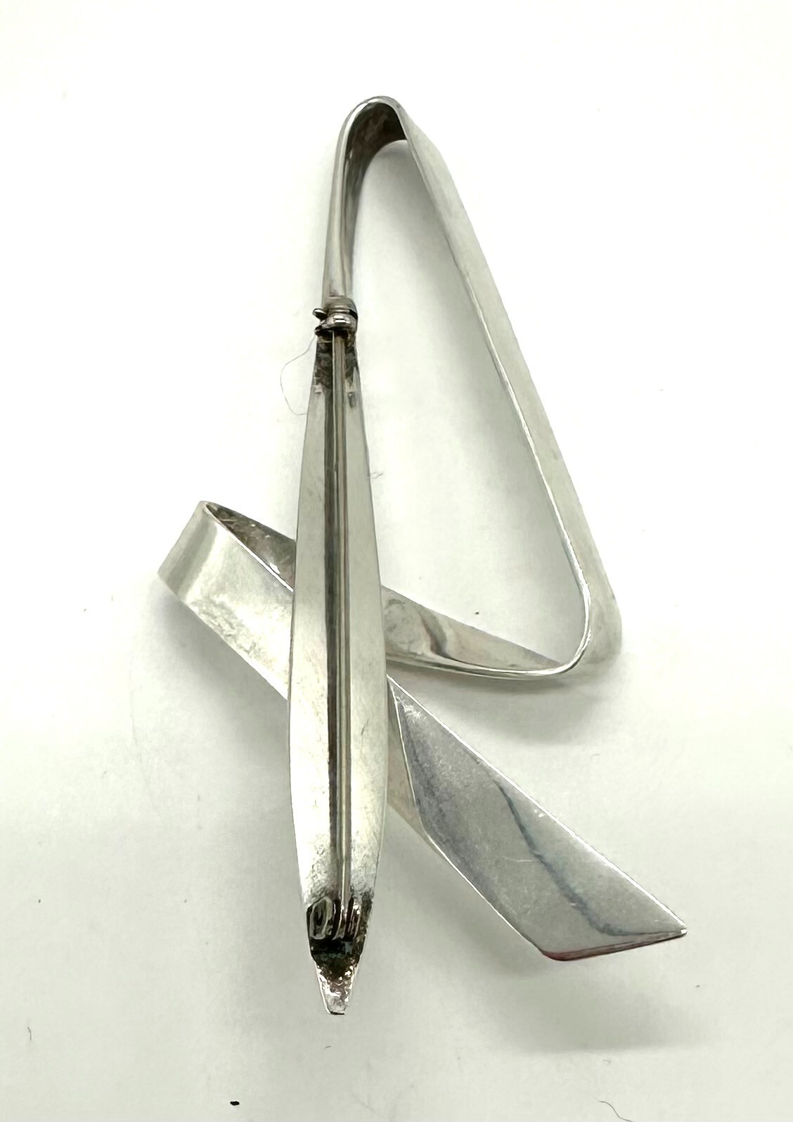 Sterling Silver Modernist Angular Brooch - image 4