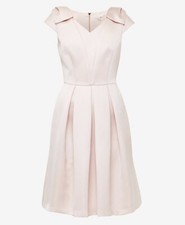Ted Baker Pink Fit And Flare Dress Capped Sleeves Barbie Party Wedding UK M US 2
