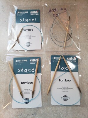 Lot of 4 Addi Skacel Bamboo Circular Knitting Needles #3, 7, 8 9