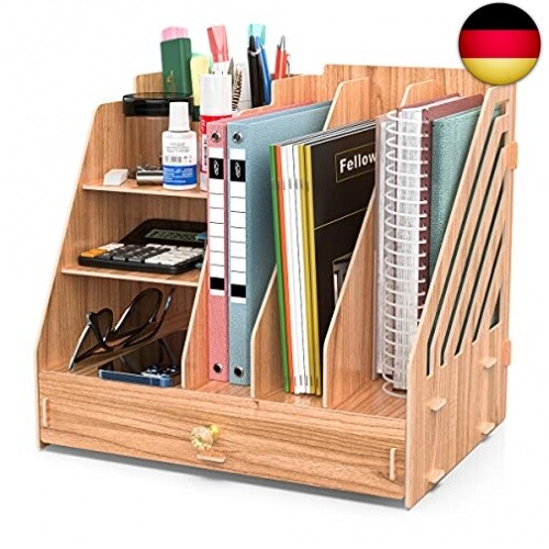 Booxihome Schreibtisch Organizer Holz, BüRo Tisch Organisator-image