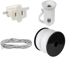 White Zip Vampire Gilbert Plugs with Matched Electrical Wire and Sockets, SPT1