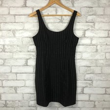 MADEWELL NWT $138 Wool-Blend Mini Almost Black Pinstripe Dress sz 4 NO113