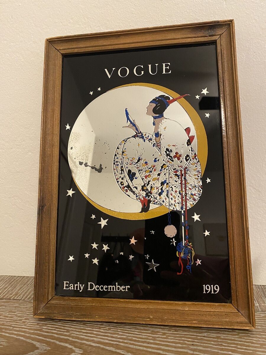上等な Antique RARE Vogue England 1919 December Mirror Framed Cover 鏡