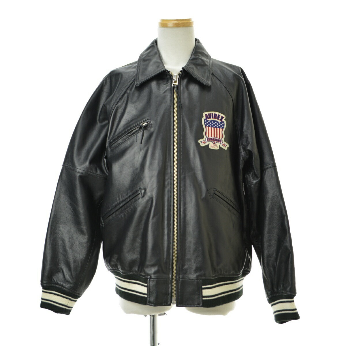 90sヴィンテージ！美品！アヴィレックス襟付オールレザースタジャン 中古・古着通販】AVIREX (アヴィレックス) 90'sオールレザー
