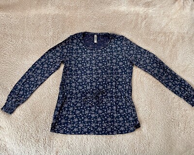   Blusenshirt Multiblu Gr. M L Blau Lila Flieder Blumen Shirt Longsleeve