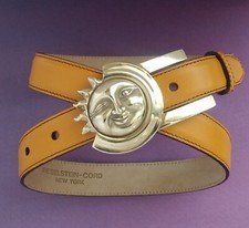 BARRY KIESELSTEIN CORD CELESTIAL SUN BUCKLE ART BRONZE LEATHER BKC BELT SZ2