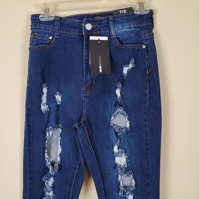 Fashion Nova Olivia Rose Distressed Ripped Skinny Jeans Size 7/8