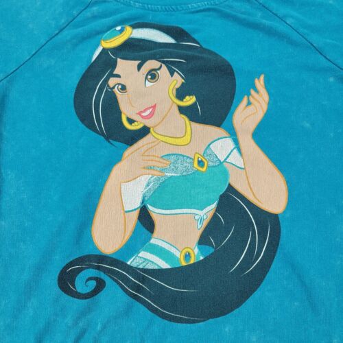 Disney Sweatshirt Women XS Blue Jasmine Aladdin Movie Graphic Long Sleeve Adult - Picture 2 of 14