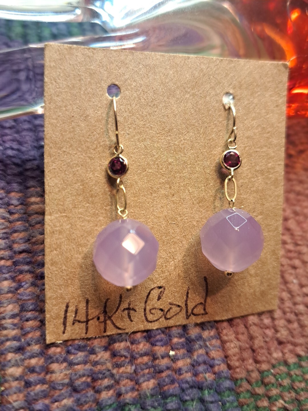 New Solid 14 Karat Solid Yellow Gold Garnet-Pink … - image 6