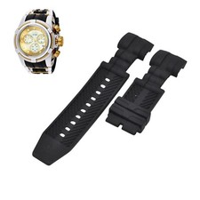 Bolt 0828 26mm Black Rubber Watch Strap For Invicta