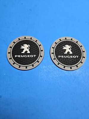 2X - CAR COASTERS FOR PEUGEOT' -  2.75-CUP HOLDER-MAN CAVE -OFFICE ' WORKSHOP...