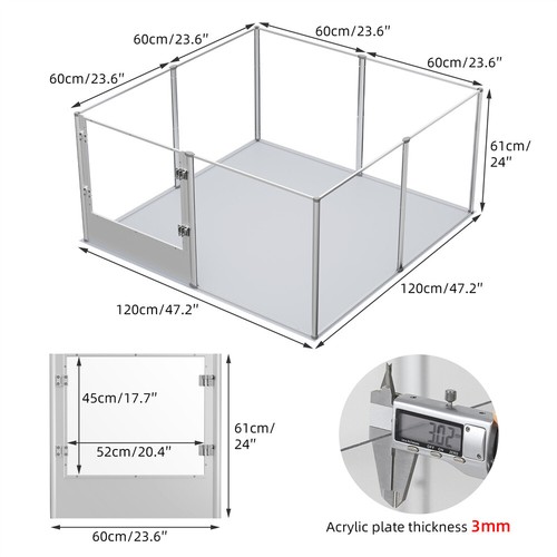 Acrylic Dog Whelping Box Pet Playpen Panel Fertility Pad Aviation Aluminum Frame - 第 14/27 張圖片