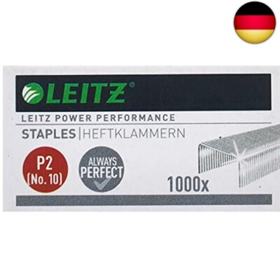Leitz Power Performance Heftklammern P2 (Nr. 10), Verzinkt, Box mit 1000