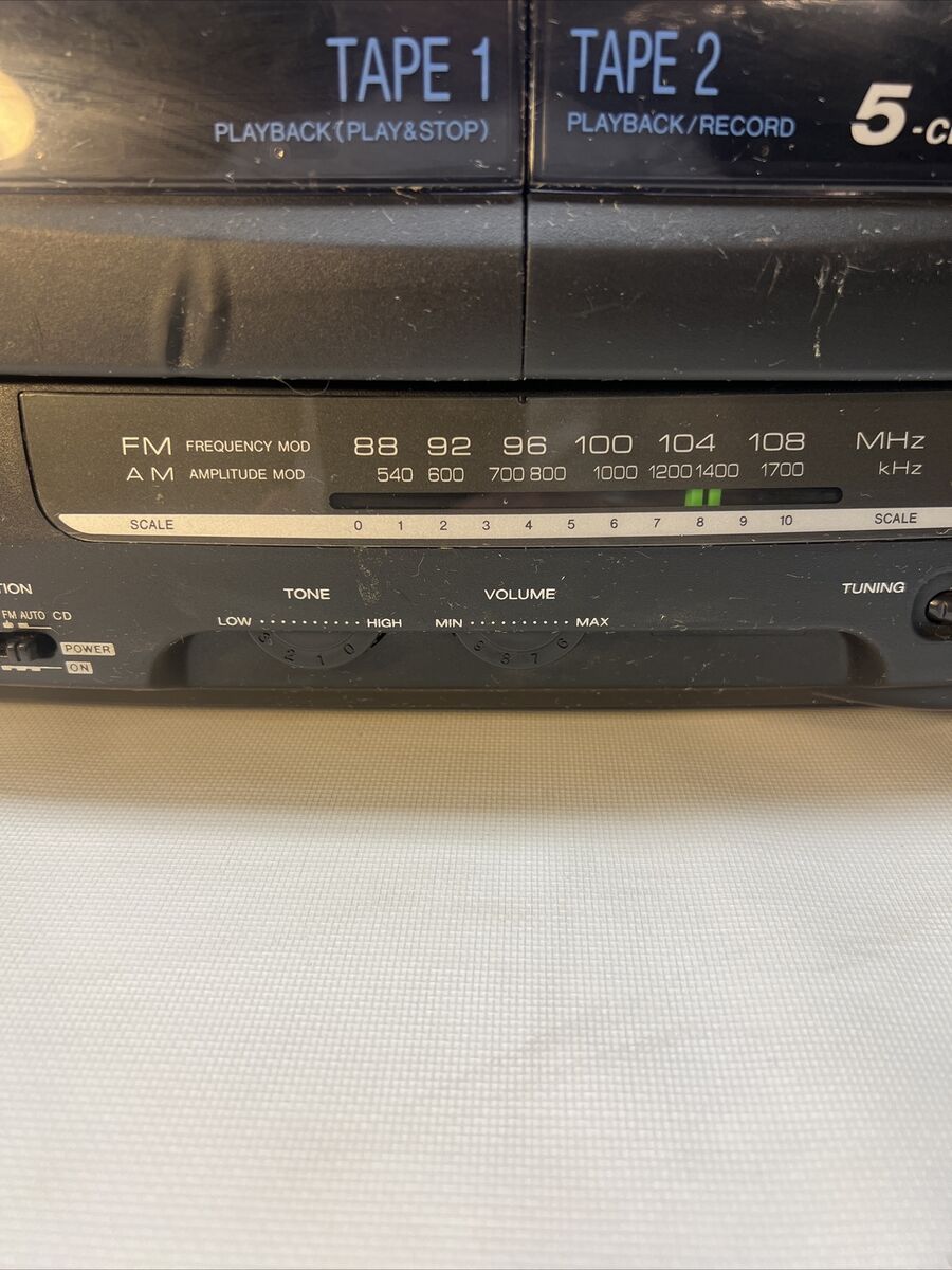 Vintage 90s Boombox 5 Disc Changer CD Player Cassette Sharp Vintage 90s Boombox 5 Disc Changer CD Player Cassette Sharp