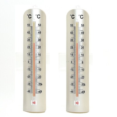 2 x Außenthermometer Gartenthermometer Garten Thermometer 26,5cm silber