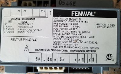 Fenwal 35-662902-113 Automatic Ignition Control System, PENTAIR 472447