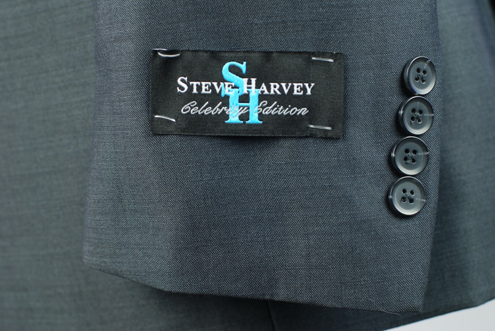 48R STEVE HARVEY 2 Piece Black Shantung Suit 48 Regular Men's Suits