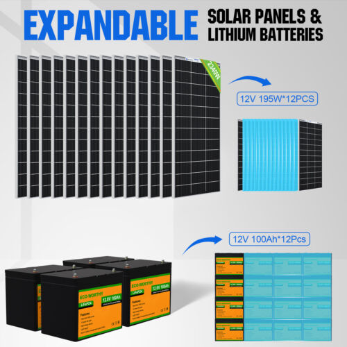 2400W 48V Solar Panel Kit Power System Hybrid Inverter&Lithium Battery Off Grid - Picture 7 of 9