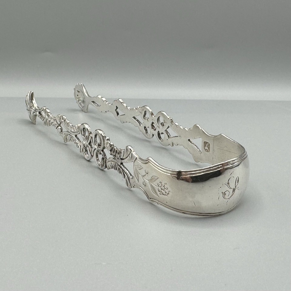 III Silver Pierced Shell Pattern Sugar Tongs John Cormick? C