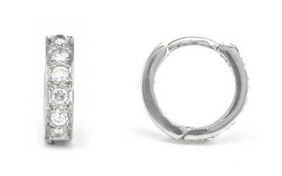 STERLINGSILBER CZ CREOLEN HUGGIES ZIRKONIA WEISS RUND ETERNITY WED