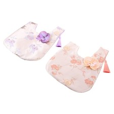  2Pcs Embroidered Handbag - Brocade Wristlets Clutch - Japanese Knot Orchid