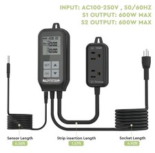 Reptile Thermostat, Light Timer for Temperature and Lighting Control, Day-Nig...