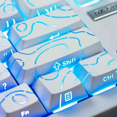 97 Key PBT Translucent Side Engraved Keycap Set Cherry Profile Gaming White