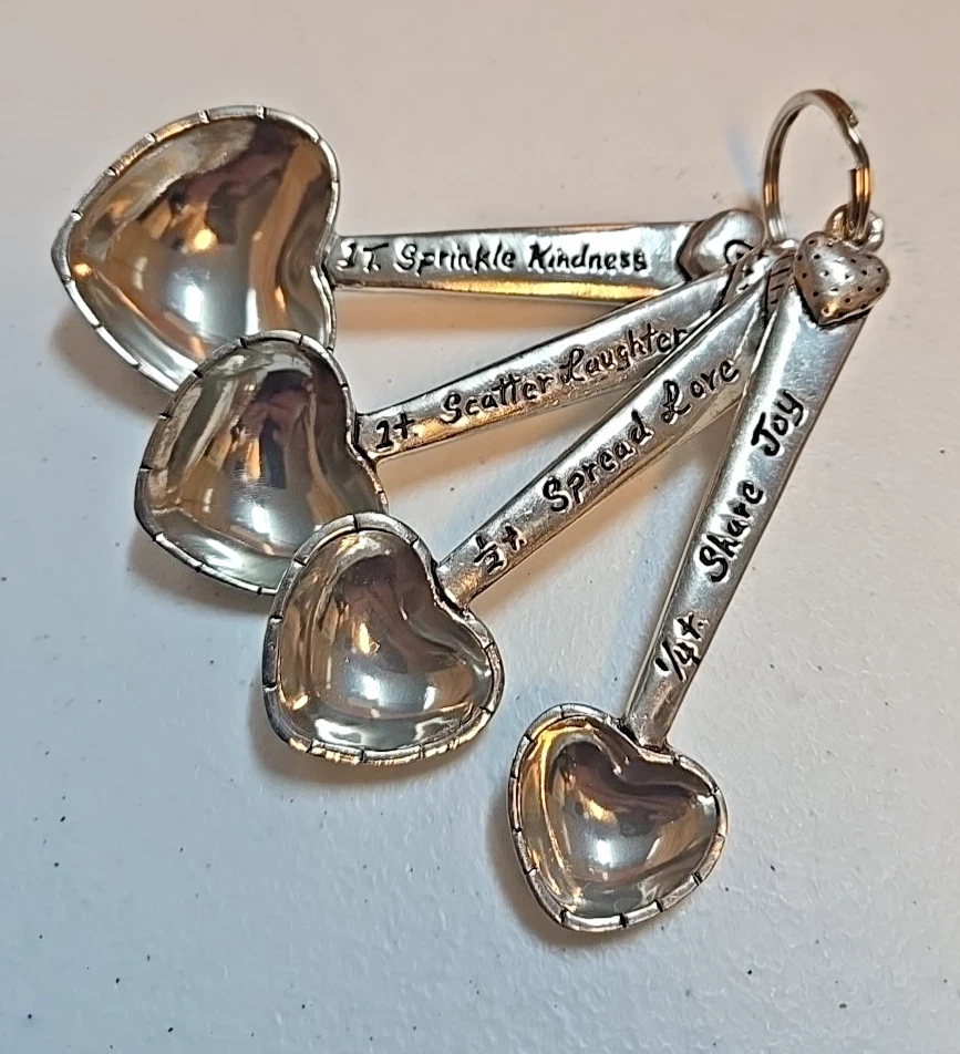 Set of (4) 2006 Basic Spirit Pewter Measuring Spoons; Heart Shape
Opens in a new window or tab