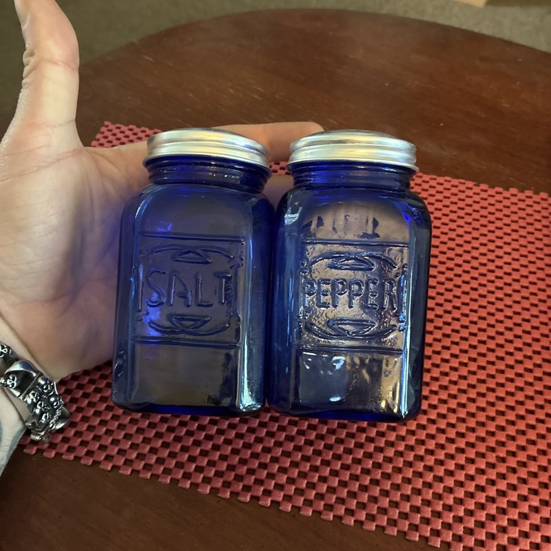 Miles Kimball Cobalt Blue Depression Style Glass Salt & Pepper Shakers