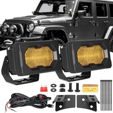 4.5 Inch LED Ditch Lights for 2007-2017 Wrangler JK JKU, with A-Pillar Bracke...