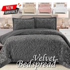 Velvet Quilted Bedspread Bed Throw Embossed Bedding Set Double King & Super King