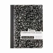 BAZIC Composition Book Black Marble College Ruled 100 Sheet Notebook, Journal...