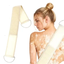 Natural Cotton Linen Back Scrubber，Dual-Texture Design，Bathing Accessories