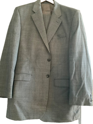 Ralph Lauren men s 2 PC Suit WOOL 42L Pants 36x30 GRAY GLEN PLAID used nice