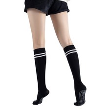 Yoga Pilates Socks with Grips for Women Non Slip Colored Cushioned Knee High ...