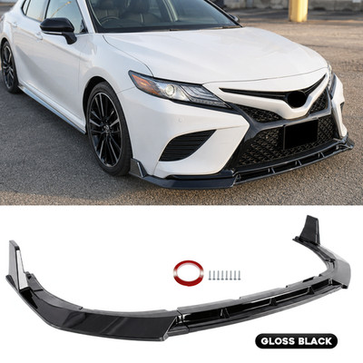 FITS CAMRY SE XSE 2018-24 V2 STYLE WINGLET GLOSS BLACK FRONT BUMPER LIP SPLITTER