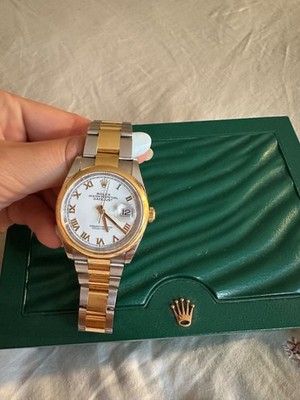 Rolex Datejust 36 Two-Tone Yellow Gold & Steel 126203   White Roman Numeral Dial